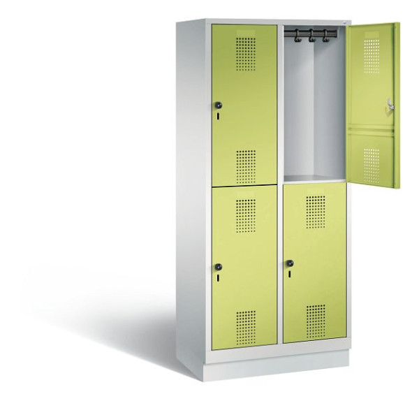 C+P Spind doppelstöckig Evolo, H1800xB810xT500mm, Farbe: Lichtgrau / Viridingrün, 48320-22 S10263