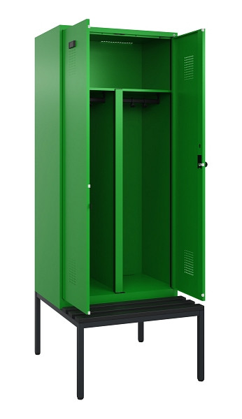 C+P PSA Doppel-Spind Evolo PLUS, Bank, 2 Abteile, 2120x800x815mm, 6037/6037, Drehriegel, Sitzfläche Kunststoff, Sitzbank, 0490527-22P S10080