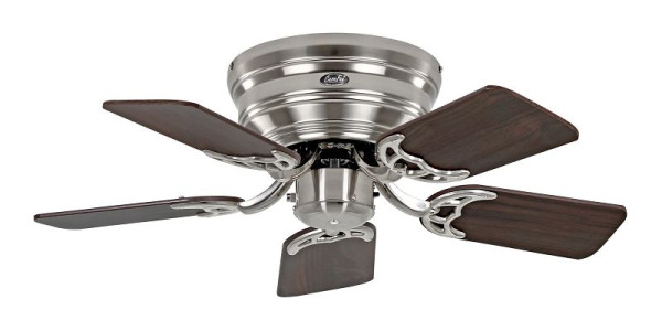 CasaFan Deckenventilator Classic Flat 75-III Chrom gebürstet-Massivholz Nussbaum gebeizt/Buche, 5075051
