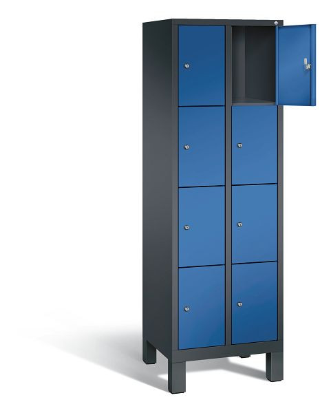 C+P Schließfachschrank Evolo, H1850xB610xT500mm, Farbe: Schwarzgrau / Enzianblau, 48010-204 S10040