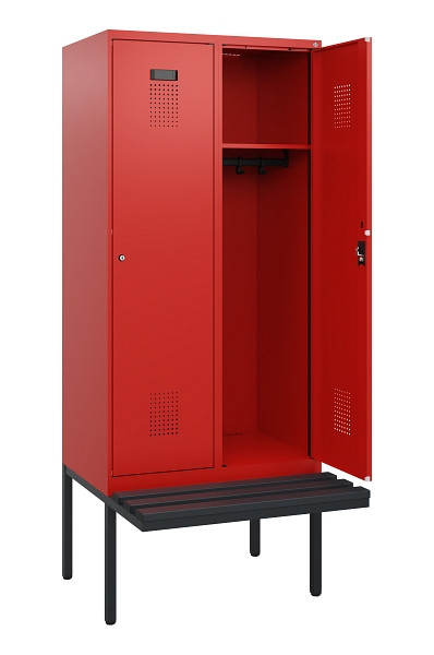 C+P Spind Evolo PLUS, 2 Abteile, 1950x800x815mm, 3020/3020, Zylinderschloss, Material Sitzfläche Kunststoff, 0490405-22 S10106