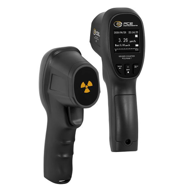 PCE Instruments Strahlungsmessgerät mit Geiger-Müller-Zählrohr, Gamma-, Beta-, und Röntgenstrahlen, Anzeige von Zeit und Datum, PCE-RAM 7