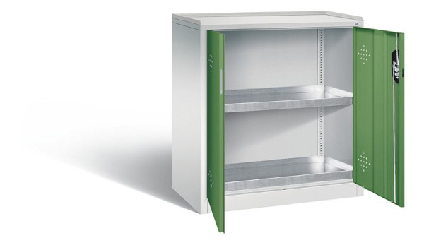 C+P Umweltschrank Acurado, H1000xB930xT500mm, Farbe: Lichtgrau / Resedagrün, Muldengriff, 8821-315 S10153
