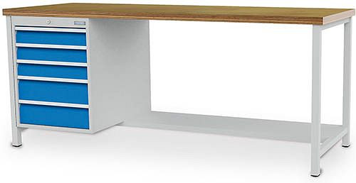 Bedrunka+Hirth Kastenwerkbank Serie 2000 R18-24, 3x100, 2x150 mm, Schubladen-Vollauszug 100%, 2000 x 750 x 959 mm, 03.19.19V9