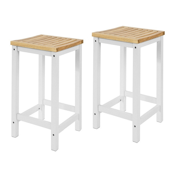 SoBuy Barhocker 2er Set Weiß 35x35x60cm, Minimalistisch, VE: 2 Stück, FST29-WNX2
