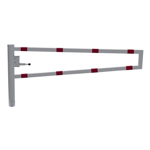 Stein HGS Wegesperre 360° drehbar, 2000 mm / weiß mit rot reflektierenden Ringen, Profilzylinderschloss verschiedenschließend, zum Aufdübeln, 4013.20bzp