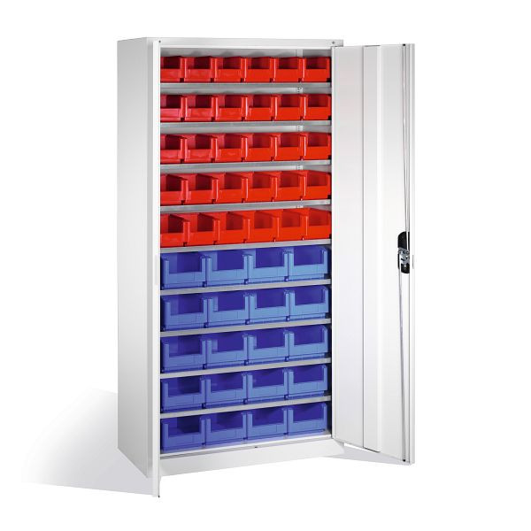 C+P Magazinschrank Serie 13, H1980xB1000xT420mm, Farbe: Lichtgrau, Muldengriff, 133144-27 S10033