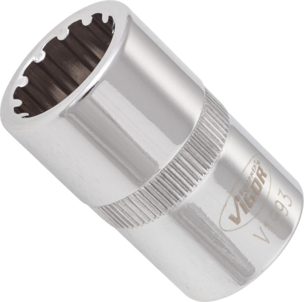 VIGOR Multiprofil Steckschlüsseleinsatz, Vierkant hohl 12,5 mm (1/2 Zoll), Multiprofil, 15 mm, VE: 10 Stück, V1993