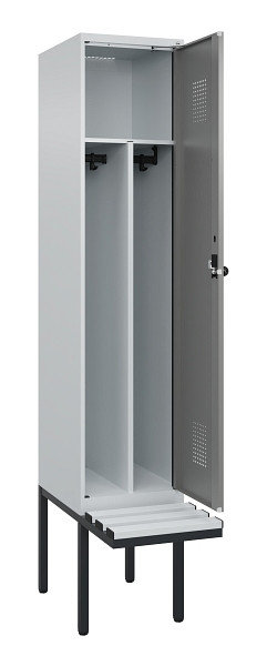 C+P Spind Evolo PLUS, 1 Abteile, 2120x400x815mm, 7035/0004, Haken 4, Drehriegel, Sitzfläche Kunststoff, Trennwand, 0490407-12F S10068