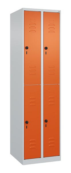 C+P Doppelstöckiger Spind Classic PLUS, 2 Abteile, 1850x500x500mm, 7035/2004, Drehriegel, 080300-29 S10000