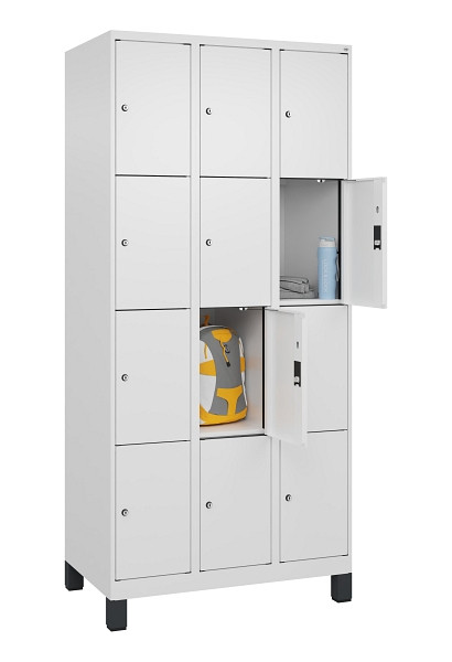 C+P Schließfachschrank Evolo PLUS, mit Füßen, 12 Fächer, 1950x900x500mm, 9016/9, 049010-304 S10020