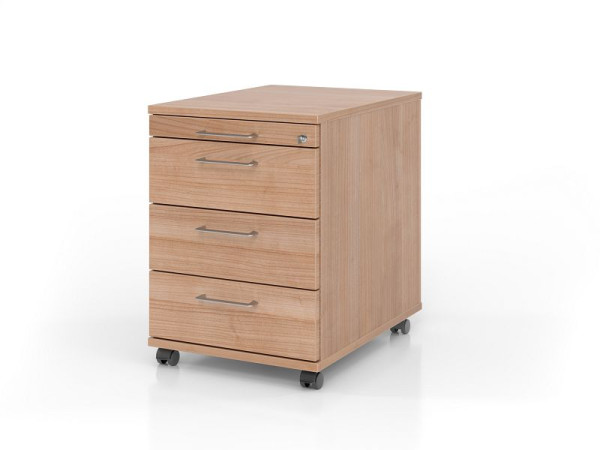 Hammerbacher Rollcontainer AC30 BS, 58er Tiefe, Korpus: Nussbaum / Front: Nussbaum, 42,8 x 58 x 59 cm, 1/3/3/3 HE, VAC30/N/N/BS