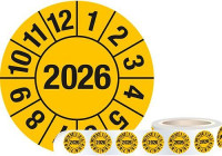 Produktbild von DENIOS Prüfplakette "2026", gelb, Folie, selbstklebend, 30 mm, VE: 1 Rolle à 1000 Stück, 290143 DENIOS Prüfplakette "2026", gelb, Folie, selbstklebend, 30 mm, VE: 1 Rolle à 1000 Stück, 290143