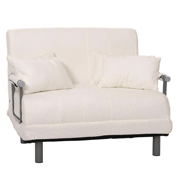 Mendler Schlafsessel HWC-K29, Klappsessel Schlafsofa Gästebett, Liegefläche 190x100cm, Stoff Bouclé (500g/m²), creme, 108695