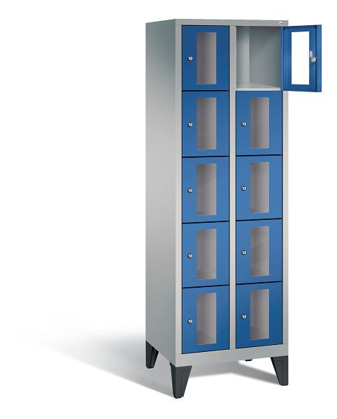 C+P Schließfachschrank Classic, H1850xB610xT500mm, Farbe: Weißaluminium / Enzianblau, 8010A205 S10012