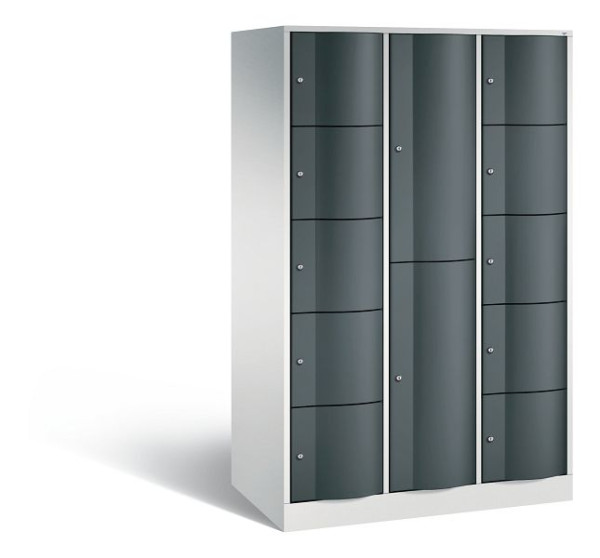 C+P Schließfachschrank Resisto, 12 Fächer, H1950xB1148xT640 mm, Grau/Anthrazit, 8070-3731 S10029