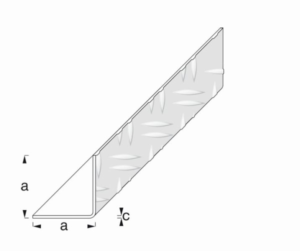 Vormann Alu Riffelblechwinkel 53,6 x 29,5 ungleichschenklig, 1m, 054353100AN