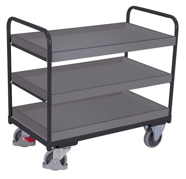 VARIOfit Etagenwagen niedrig, Ladefläche: 965 x 555 mm, RAL 7016 anthrazitgrau, Ladehöhe: 270 / 530 / 805 mm, sw-600.209/AG