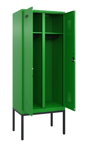 C+P Schwarz-Weiß-Spind Evolo PLUS, Gestell, 2 Abteile, 2120x800x500mm, 6037/6037, Zylinderschloss, 0490327-22 S10053