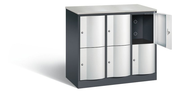 C+P Schließfachschrank Resisto, H1077xB1148xT540mm, Farbe: Schwarzgrau / Lichtgrau, 8472-372 S10140