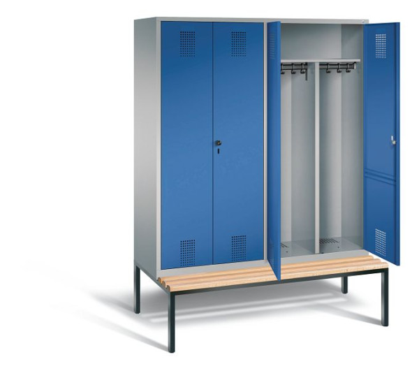 C+P Schwarz-Weiss-Spind Evolo, H2090xB1590xT815mm, Farbe: Weißaluminium / Enzianblau, 48052-42 S10126