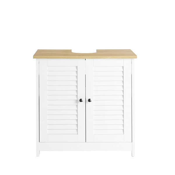 SoBuy Waschbeckenunterschrank mit zwei Türen Holzfarbe 57x35x58 cm, Rustikal, FRG237-WN
