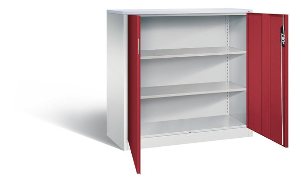 C+P Büroschrank Acurado, H1200xB1200xT500mm, Farbe: Lichtgrau / Rubinrot, Muldengriff, 3 OH, 9487-1200 S10190