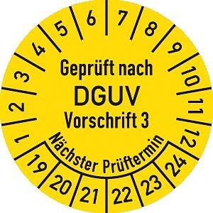 Moedel Prüfplakette Geprüft nach DGUV V3..., 2019-2024, Folie, Ø 25 mm, VE: 500 Stück/Rolle, 99905