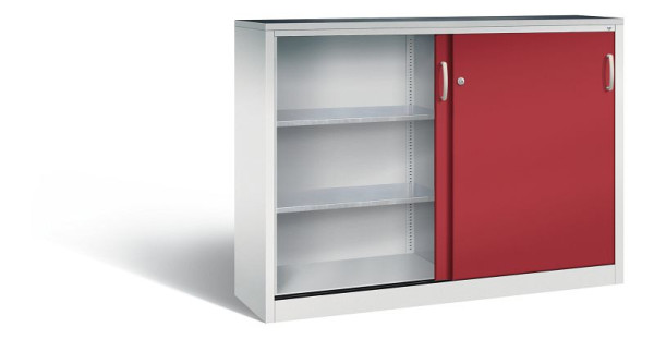 C+P Schiebetürenschrank Acurado, H1200xB1600xT400mm, Farbe: Lichtgrau / Rubinrot, Bügelgriff, 2147-09 S10022
