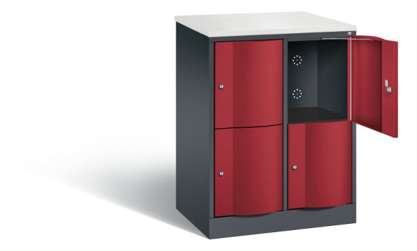 C+P Schließfachschrank Resisto, H1077xB772xT540mm, Farbe: Schwarzgrau / Rubinrot, 8472-272 S10068