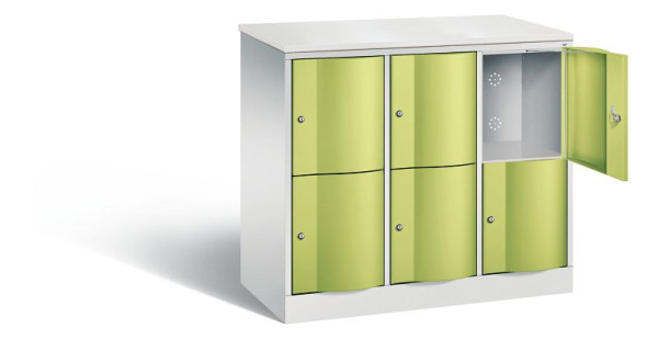 C+P Schließfachschrank Resisto, H1077xB1148xT540mm, Farbe: Lichtgrau / Viridingrün, 8472-372 S10147