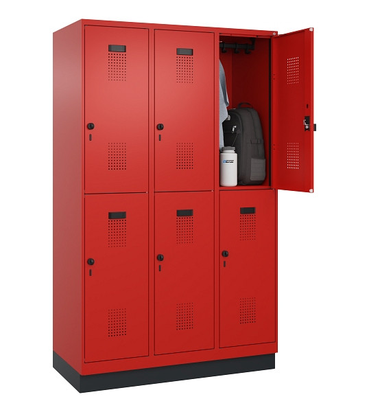 C+P Doppelstöckiger Spind Evolo PLUS, mit Sockel, 6 Fächer, 1950x1200x500mm, 302, Drehriegel, 049320-32 S10025