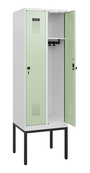 C+P Spind Evolo PLUS, Gestell, 2 Abteile, 1950x600x500mm, 9016/6019, Drehriegel, 0490305-20 S10021