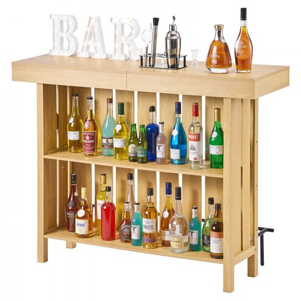 VEVOR Hausbar 3 Ebenen, Bartresen Holzwerkstoff, Fußstütze, Flaschenöffner-Halter, 81,6 kg, 1400 x 398 x 1055 mm, JTJB2CYZXWCT6UL83001V0