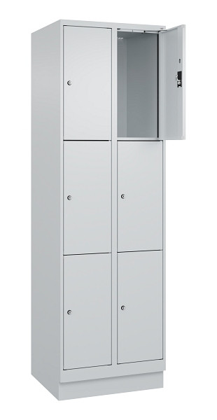 C+P Schließfachschrank Evolo PLUS, mit Sockel, 6 Fächer, 1950x600x500mm, 7035/70, Frontfarbe RAL 7035 Lichtgrau, 049020-203 S10013