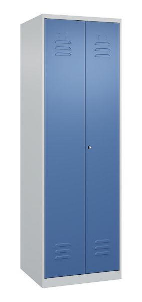 C+P Umkleidespind Classic PLUS, Doppel-Spind, 2 Abteile, 1850x600x500mm, 7035/5023, Zylinderschloss, 080002-20P S10011