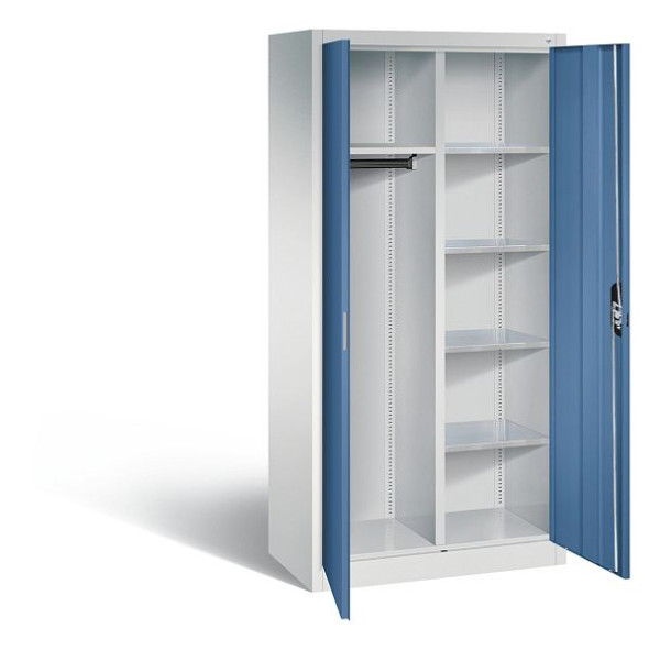 C+P Akten-/Garderobenschrank Acurado, H1950xB930xT500mm, Farbe: Lichtgrau / Fernblau, Muldengriff, 8921-312 S10297