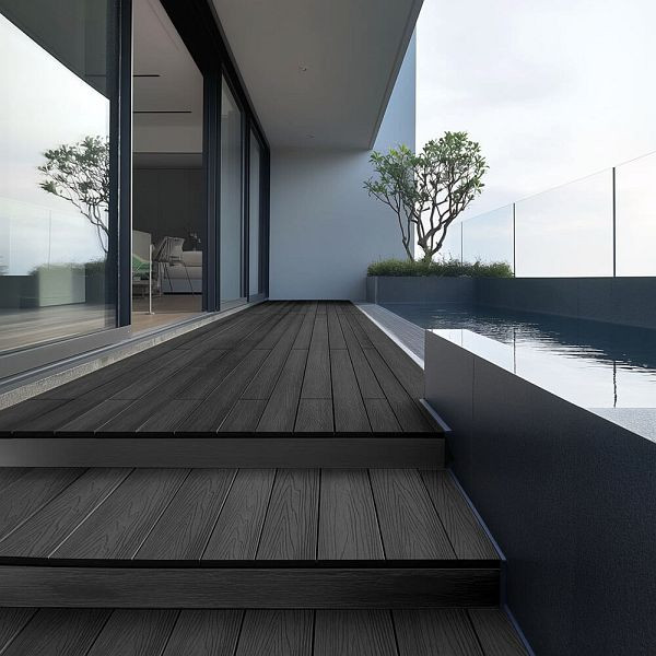 HOME DELUXE WPC Terrassendielen SAMANA PREMIUM Komplettset (inkl. Unterkonstruktion), Anthrazit VE: 50 m², 60073