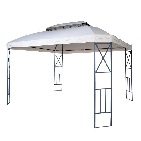 Mendler Pergola HWC-E42, Garten Pavillon, mit Moskitonetz 3,6x3m, creme, 65610