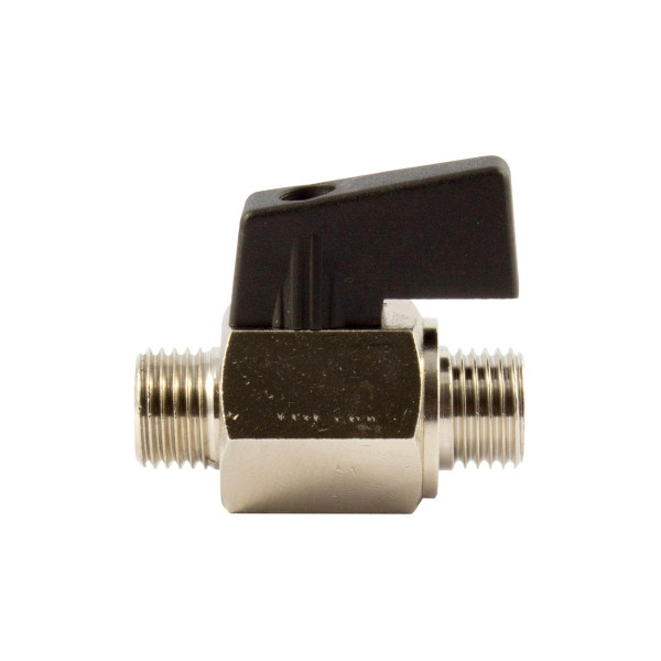 Riegler Mini-Kugelhahn, glatte Oberfläche, Messing vernickelt, G 1/4 AG, DN 8, 143656