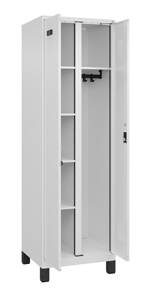 C+P Wäsche-/Garderobenspind Evolo PLUS, mit Füßen, 2 Abteile, 1950x600x500mm, 9, Frontfarbe RAL 9016 Verkehrsweiß, Zylinderschloss, 049610-20 S10047
