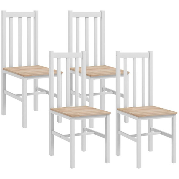 HOMCOM 4er-Set Küchenstühle Esszimmerstühle Stühle, Massivholz, modernes Design, 38,5 x 47,5 x 99 cm, Natur, 83A-091V01ND