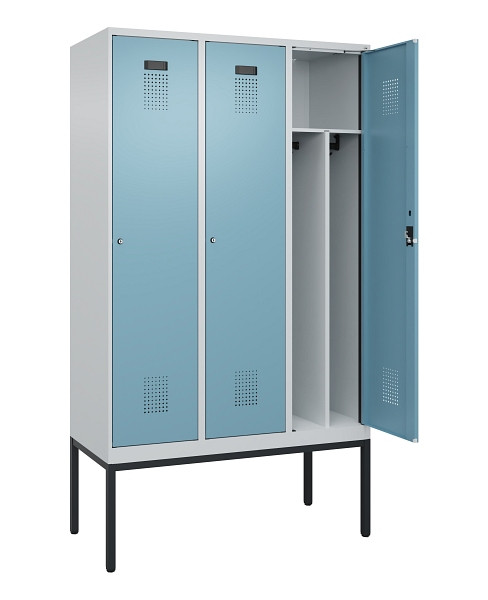 C+P Spind Evolo PLUS, Gestell, 3 Abteile, 2120x1200x500mm, 7035/0010, Verschluss Zylinderschloss, 0490307-32F S10036
