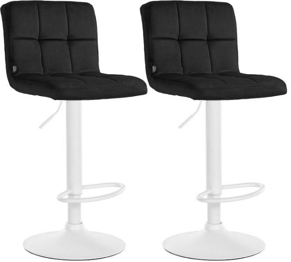 CLP Barhocker Peru Samt weiß, schwarz, VE: 2 Stück, 324935