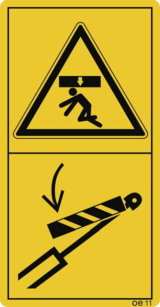 Moedel Der Aufenthalt im Gefahrenbereich...Hubzylindersicherung, Folie, 50x96 mm, VE: 10 Stück/Bogen, 69516
