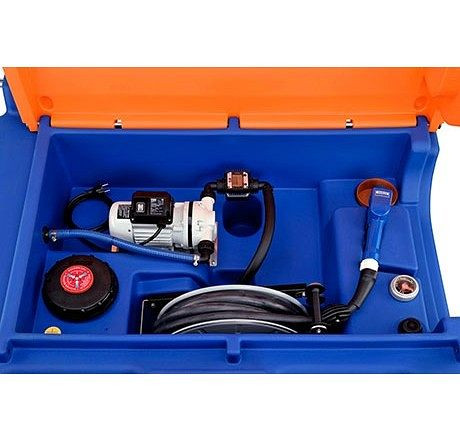 Cemo Blue-Mobil Easy 980 l, Premium, Elektropumpe 230 V, Behälter mit Kranösen, Klappdeckel, Zähler K24, Schlauchaufroller 8 m, Füllstandanzeige, 11147