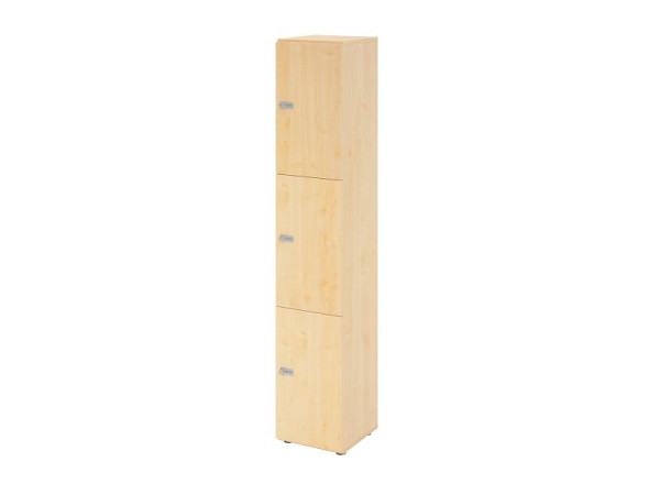Hammerbacher Schließfachschrank schmal 6OH, 3 Türen, Korpus: Ahorn, Türen: Ahorn, 40 x 40 x 215,6 cm (BxTxH), Zahlenschloss, V264L3/3/3/ZS