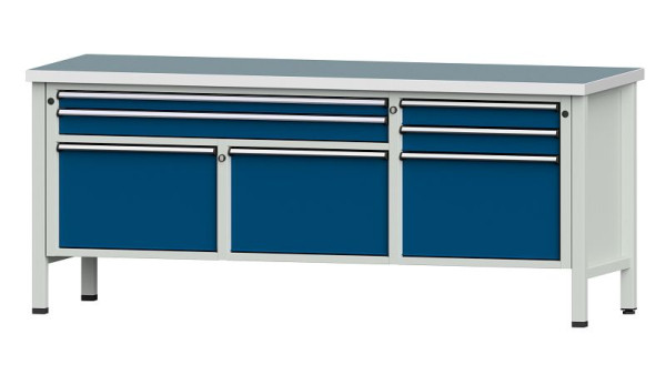 ANKE Werkbänke Kastenwerkbank, Modell 281 V, 2000 x 700 x 840 mm, RAL 7035/5010, UBP 40 mm, 304.524