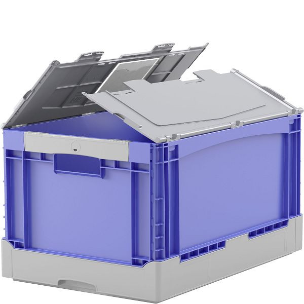 BITO KlappboxEQD64281 blau, Durchfassgriff Deckel, 400x297x600mm, 31472