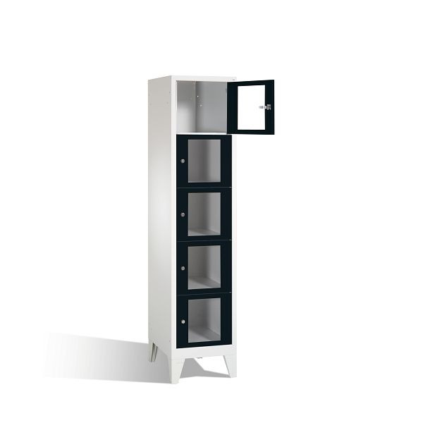 C+P Schließfachschrank Classic, H1850xB420xT500mm, Farbe: Lichtgrau / Schwarzgrau, 8010A125 S10005